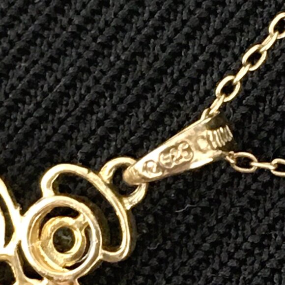 PRIME ART topaz & diamond angel necklace - vermeil sterling silver 18" chain - Picture 6 of 8